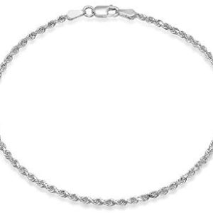 925 Sterling Silver Anklets For Women, Ankle Bracelets for Women, Basic Chain Link Anklets For Women, Rope Chain, Curb Chain Anklet, Figaro Chain