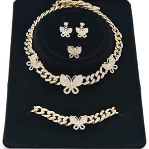 Giffor Hiphop Jewelry Sets for Women Necklaces 14K Gold Plated Cuba Chain Bracelets Earrings Braclet Friendship Gifts