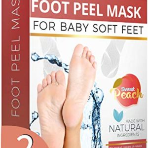 Foot Peel Mask – For Cracked Heels, Dead Skin & Calluses – Makes Your Feet Baby Soft – Removes & Repairs Rough Heels, Dry Toe Skin – Exfoliating Peeling Natural Treatment (2 Pack, Women’s 5-11)