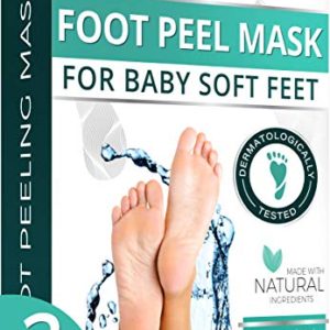 Foot Peel Mask – 2 Pack – For Cracked Heels, Dead Skin & Calluses – Make Your Feet Baby Soft & Get a Smooth Skin, Removes & Repairs Rough Heels, Dry Toe Skin – Exfoliating Peeling Natural Treatment