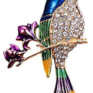 JUMOO Color Hummingbird Brooch pins Bird broaches for Women Girl Rhinestone Fashion Jewelry